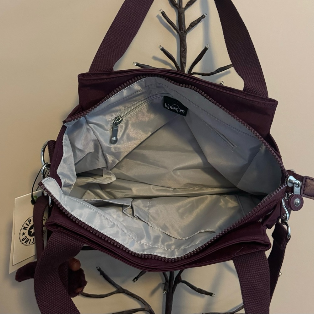 Brand new “Kipling “shoulder bag for women.Color-dark plum tonal.Size-14”x10”💜 - Picture 6 of 11